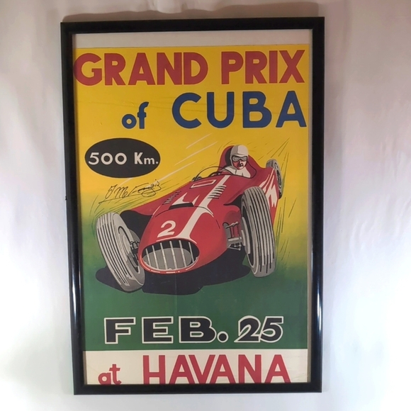 Other - 1958 Grand Prix of Cuba Event LE Poster Autographed Signed by Juan Manuel Fangio